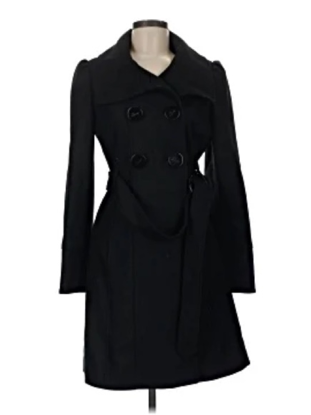 GUESS Women's Black Double-Breasted Coat